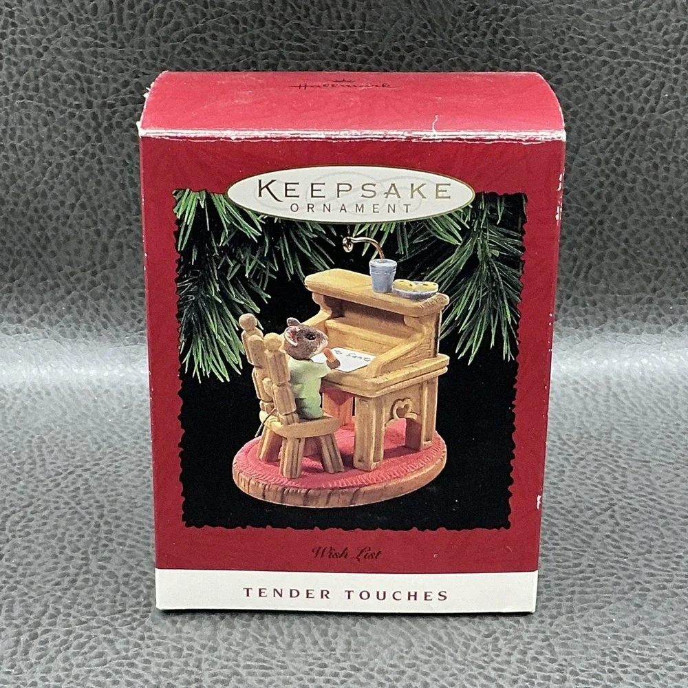 Vintage 1995 Hallmark Keepsake Wish List Mouse Ornament Tender Touches W Box
